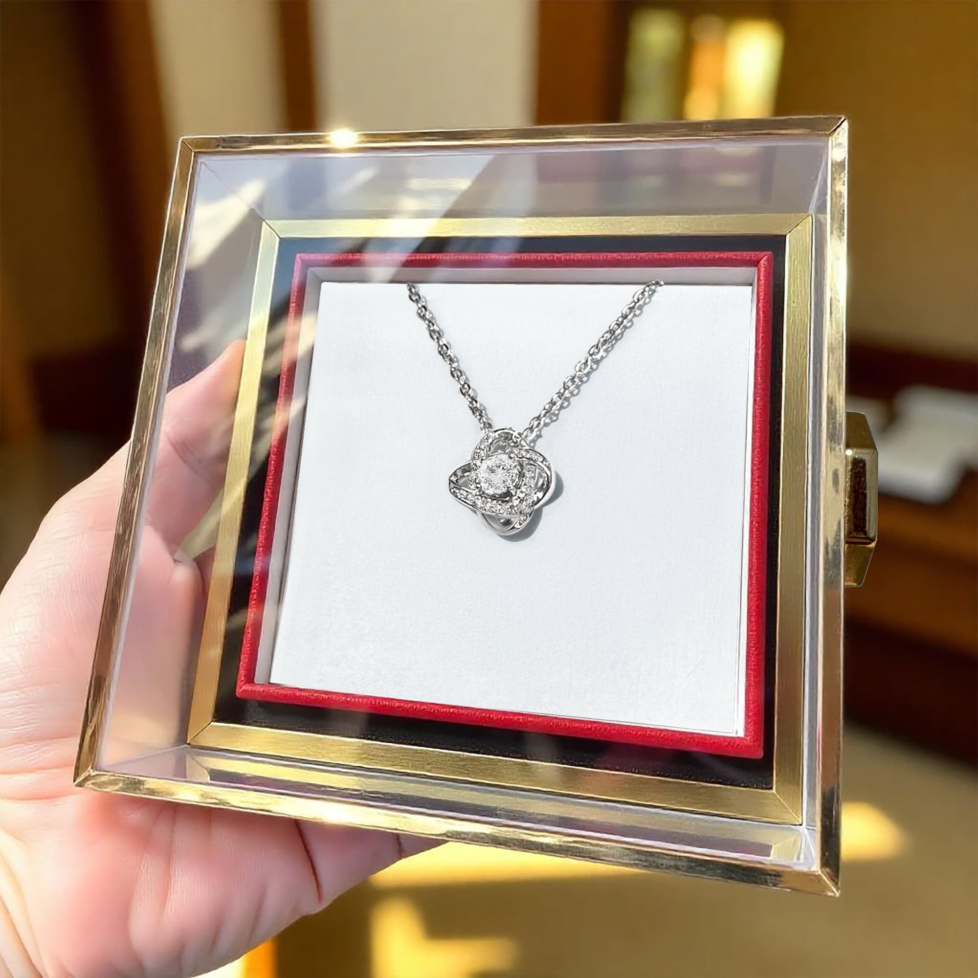 Love Knot with Rotating Rose Gift Box